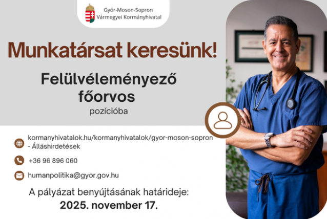 Pályázat: Felülvéleményező főorvos