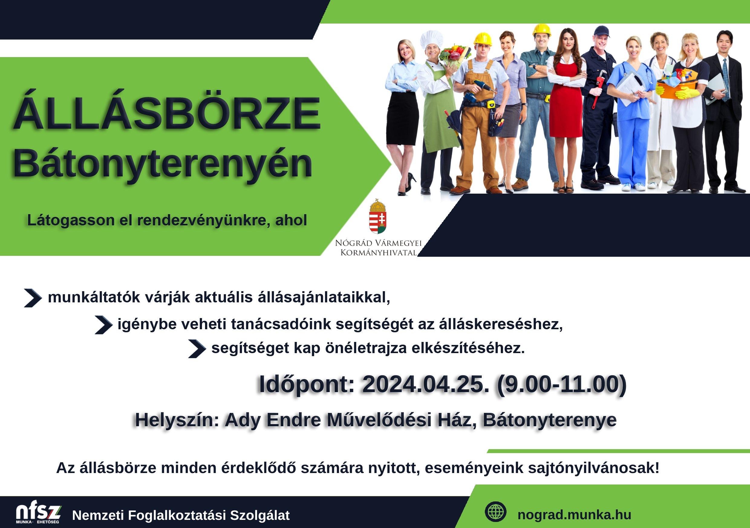 Állásbörze - Nógrád - 2024 tavasz - Bátonyterenye Állásbörze - Nógrád - 2024 tavasz - Bátonyterenye